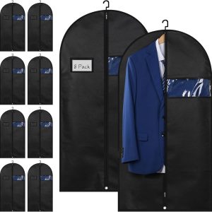 Premium Suit Bags 8 Pack, 43” x 24” Garment Bags for Hanging Clothes