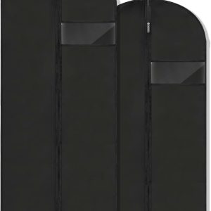 Garment Bags for Hanging Clothes, 45'' Suit Bag Cover for Storage and Travel, Dress Bags for Gowns Long (Black)